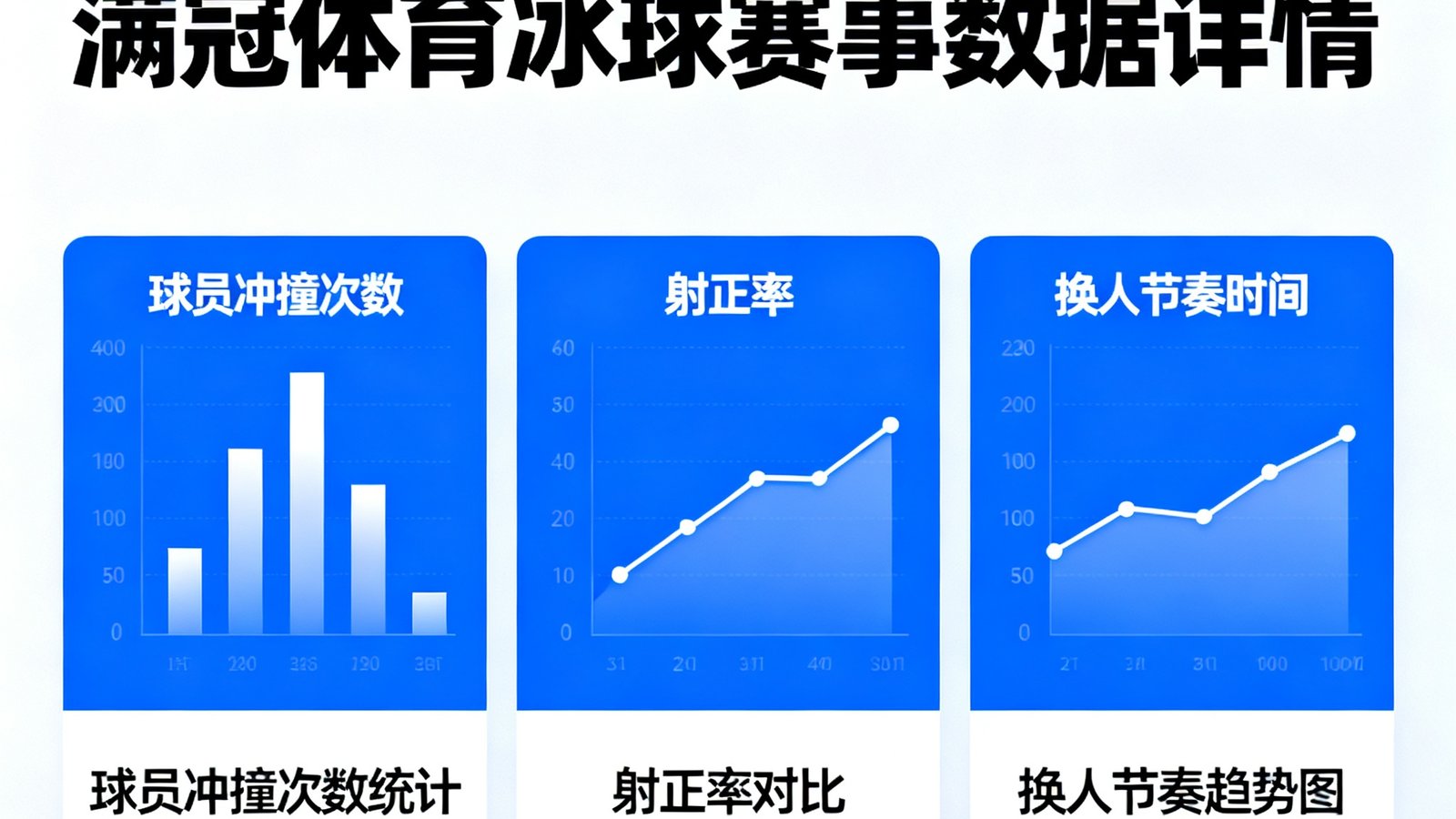 满冠体育冰球赛事详情页，展示球员冲撞次数、射正率与换人节奏图