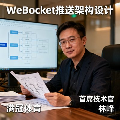 满冠体育首席技术官林峰，负责WebSocket推送架构设计